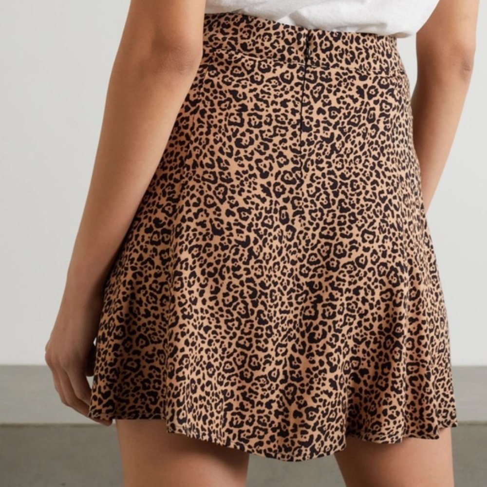 Reformation cheetah mini skirt flounce skirt
